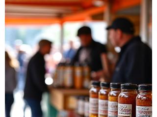Image showing Ember & Stone's first farmers market stall in Vancouver selling rubs.
