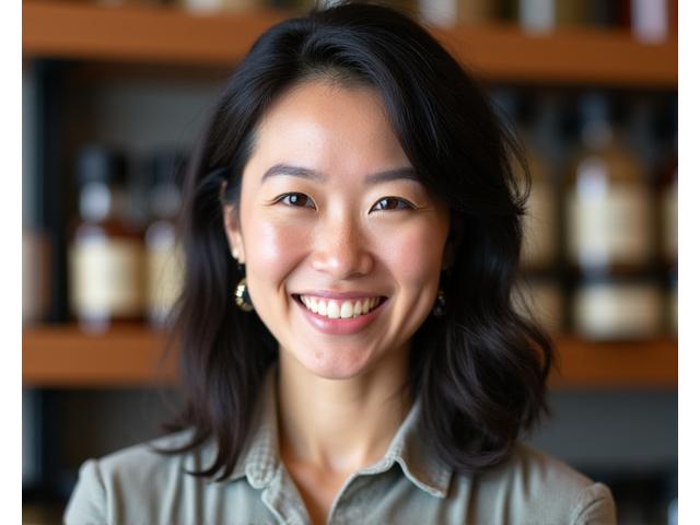 Portrait of Spice Master Sarah Chen, specializing in global spice sourcing