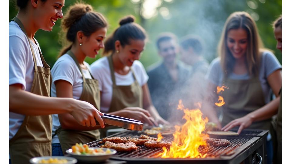 Participants actively grilling and learning in a workshop setting