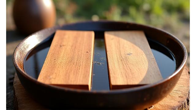 Cedar planks soaking in water.