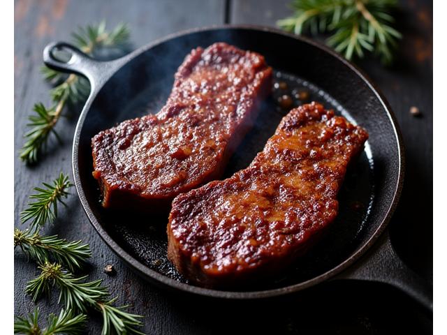 Smoked bear meat, glistening and tender.