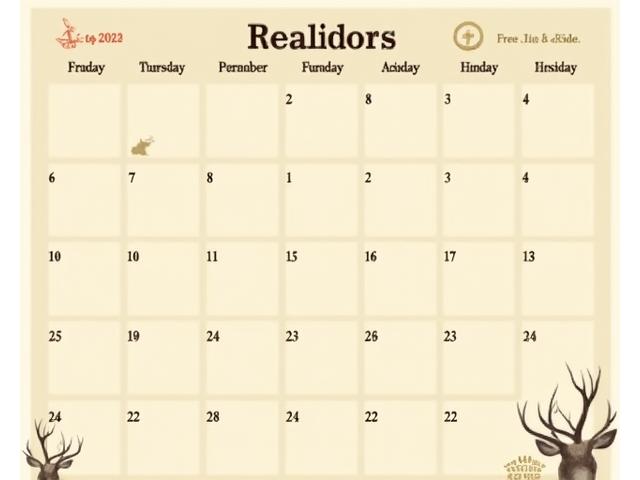 Illustrated calendar with hunting seasons and small icons of game meats.